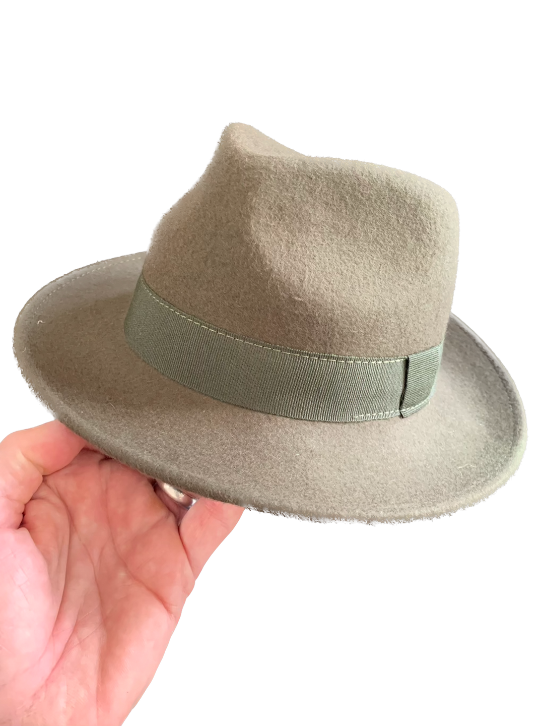 M by Flechet - Wool Felt Teardrop Fedora in Khaki Green | Buster McGee