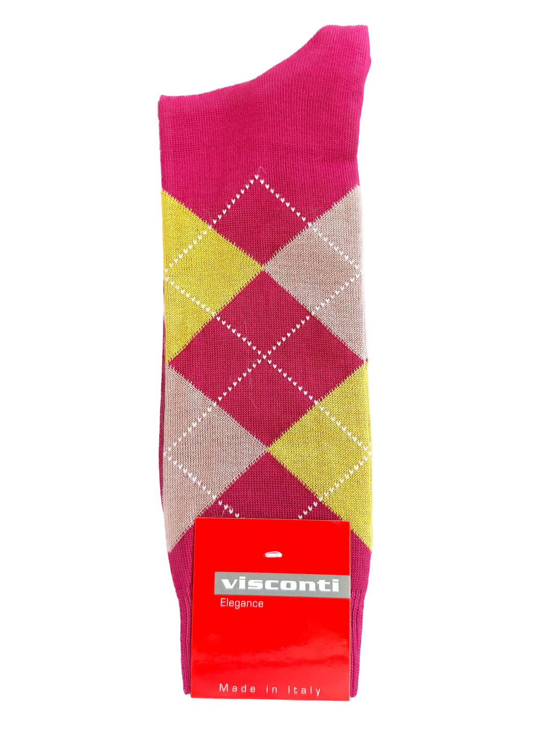 Visconti Argyle Cotton Blend Socks in Raspberry | Buster McGee