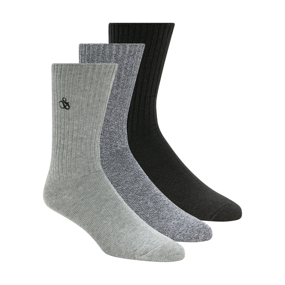 Scotch & Soda 3 Pack Men's Crew Socks in Gray/Black | Buster McGee