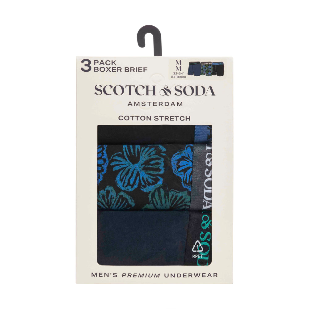 Scotch & Soda 3 Pack Men's Boxer Briefs in Blue/Green | Buster McGee