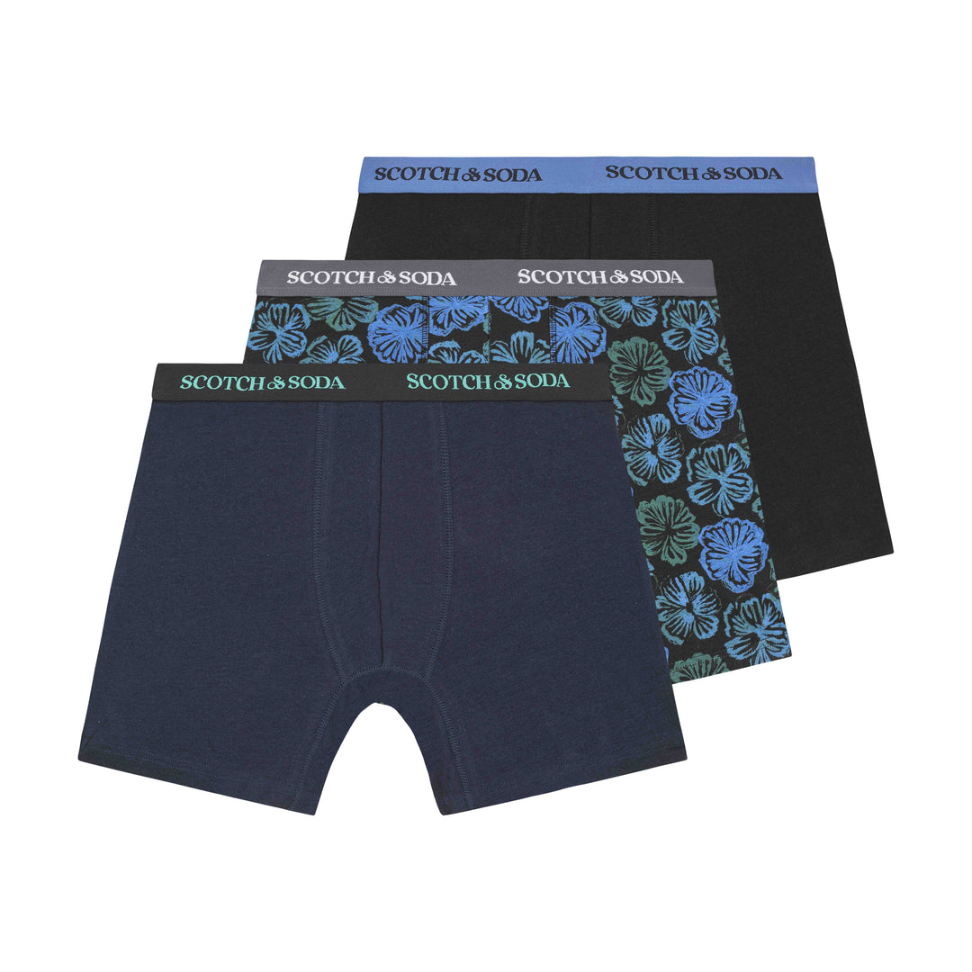 Scotch & Soda 3 Pack Men's Boxer Briefs in Blue/Green | Buster McGee