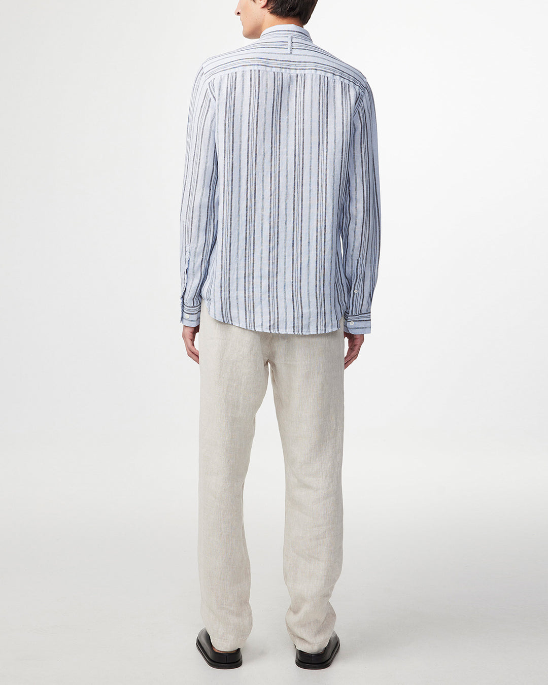 NN07 - Arne 5220 Linen LS Shirt in Navy Stripe | Buster McGee