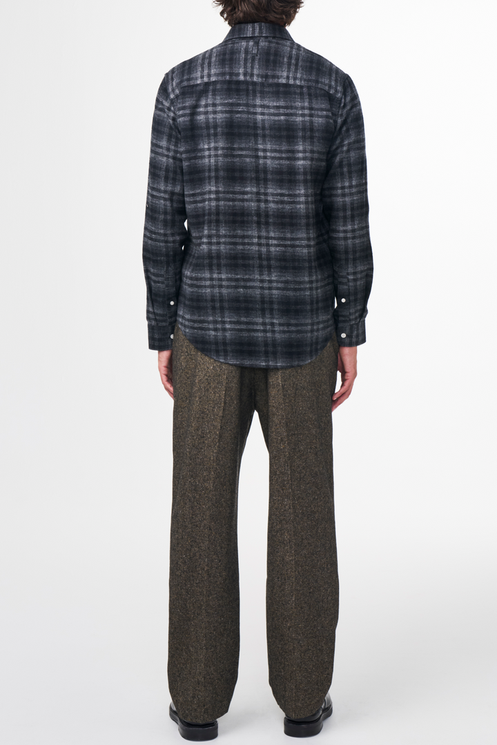 NN07 Arne 5166 Cotton Check Shirt in Dark Grey Check | Buster McGee