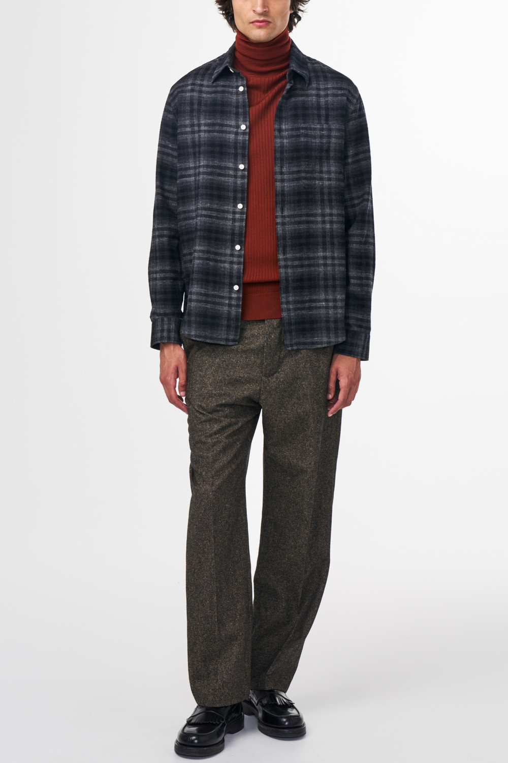 NN07 Arne 5166 Cotton Check Shirt in Dark Grey Check | Buster McGee