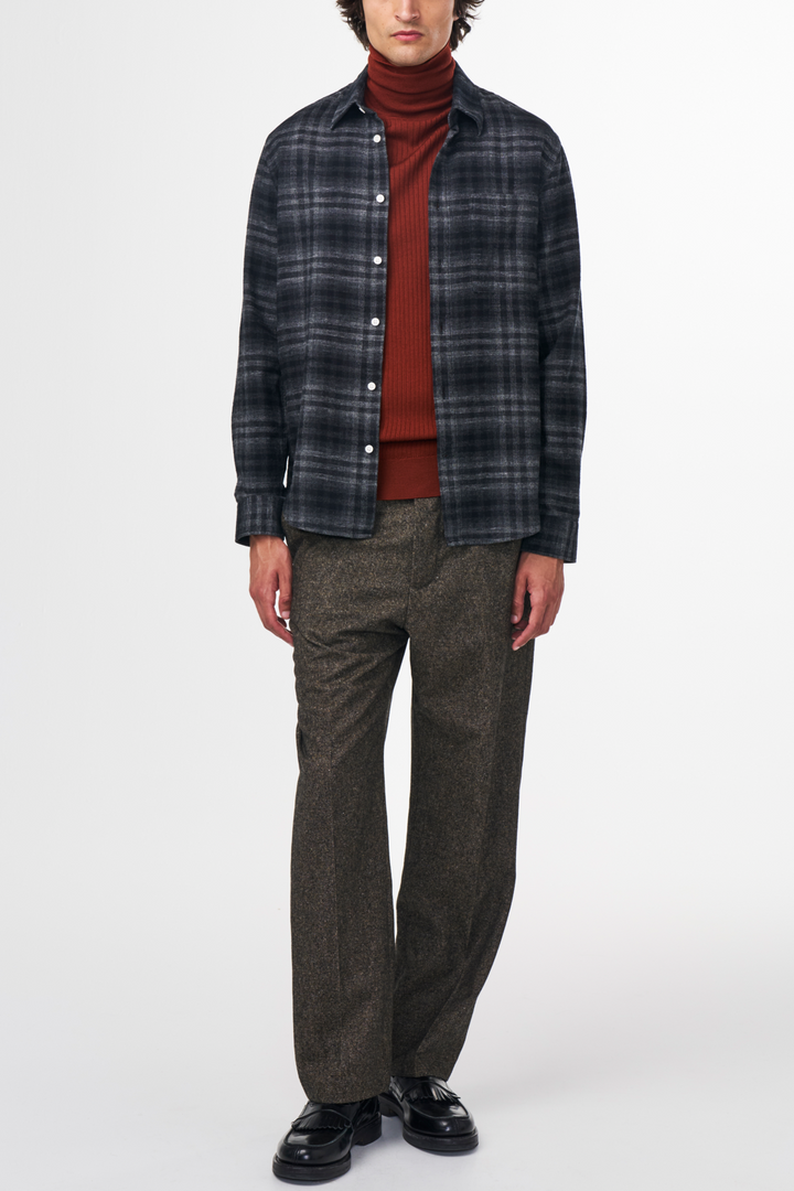 NN07 Arne 5166 Cotton Check Shirt in Dark Grey Check | Buster McGee