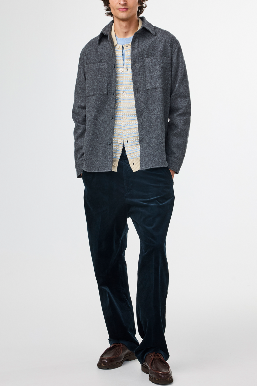 NN07 Carter 8286 Wool Overshirt in Medium Grey Melange | Buster McGee