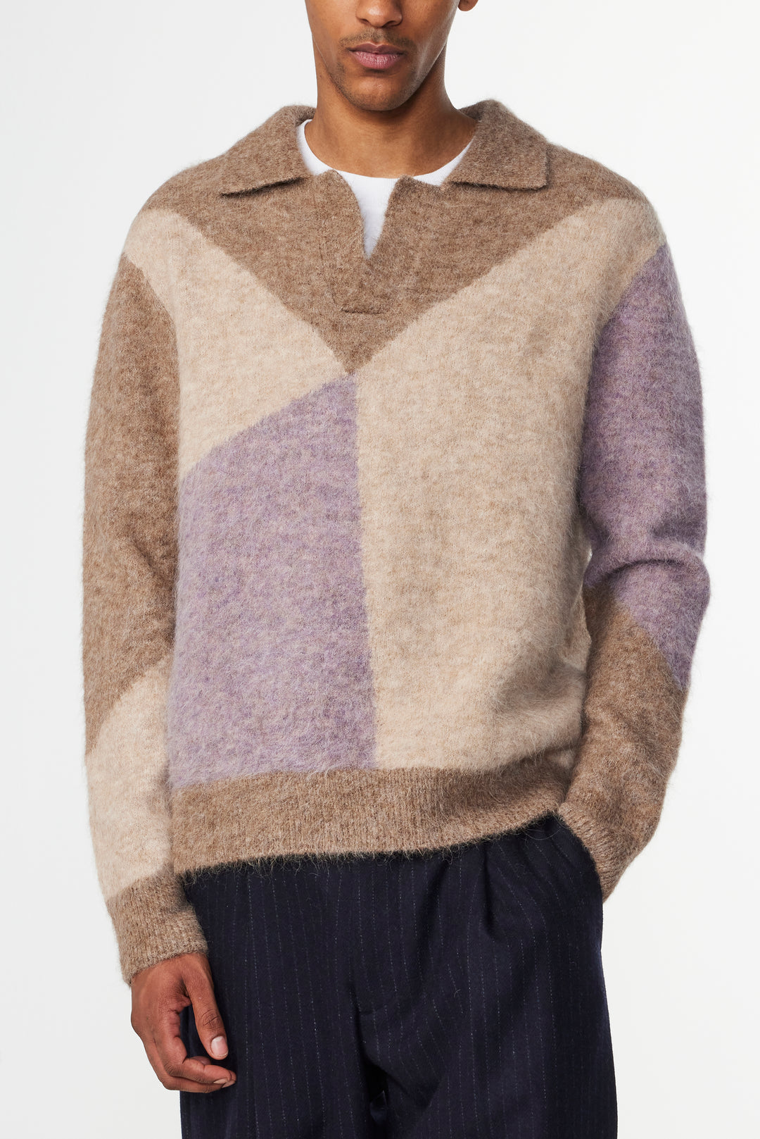 NN07 Hope 6670 LS Intarsia Polo in Multi Colour | Buster McGee