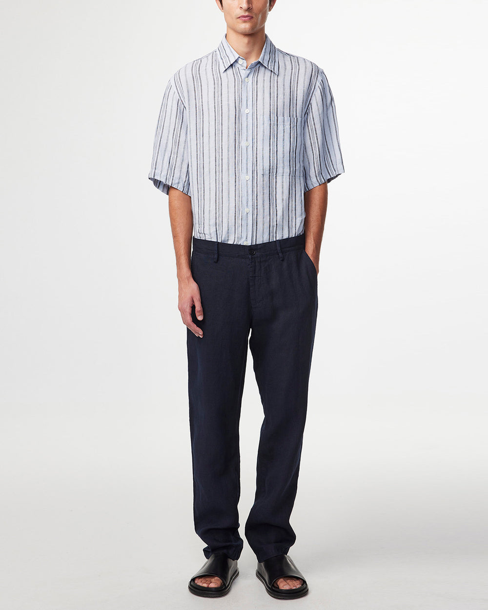 NN07 - Karl 1196 Linen Pants in Navy Blue | Buster McGee