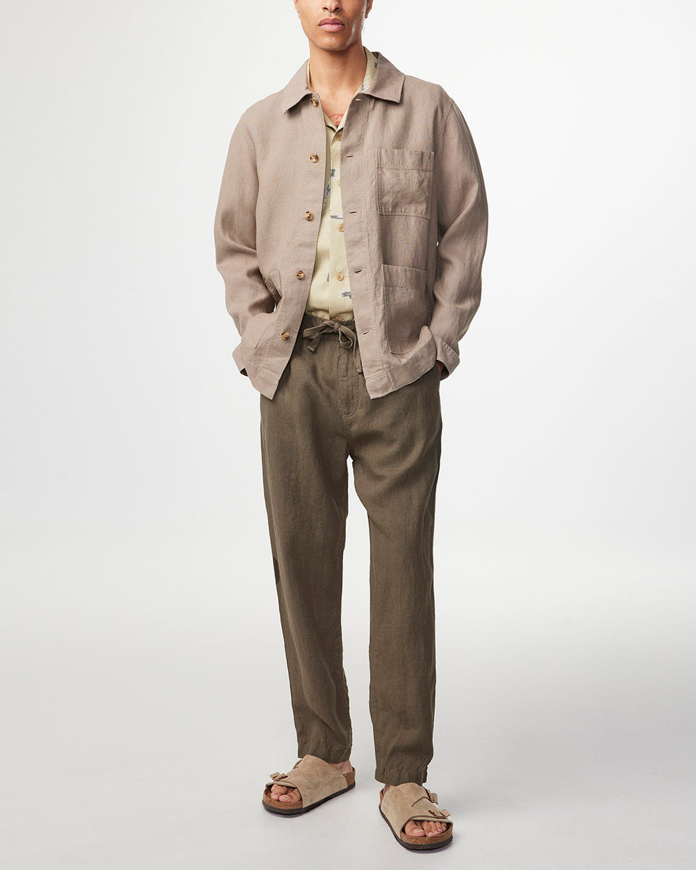 NN07 - Olav 1196 Linen Overshirt in Greige | Buster McGee