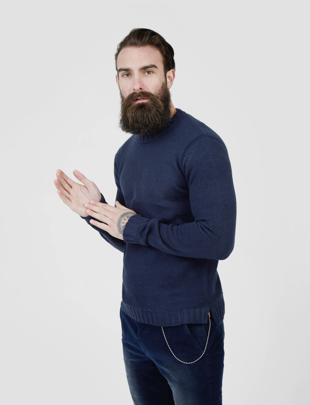 Pearly King Nevis Mohair Mix Knit Jumper in Navy