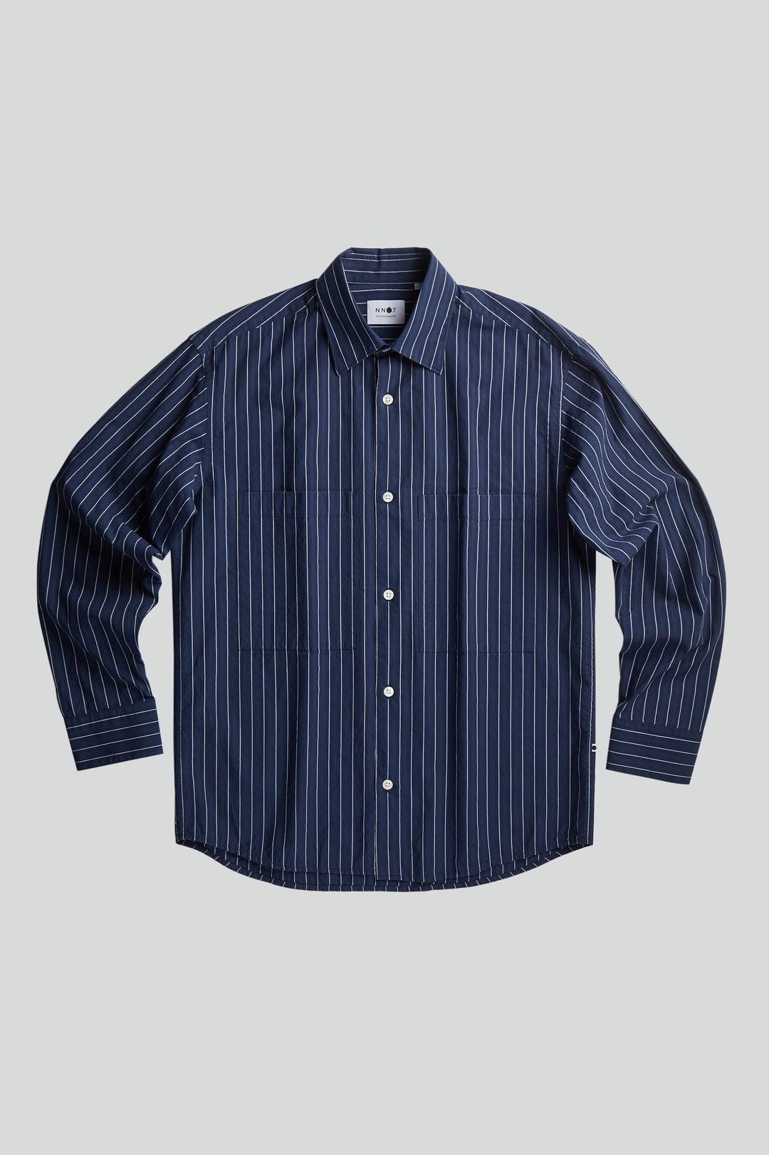 NN07 - Freddy 5228 Cotton Shirt in Navy Stripe | Buster McGee