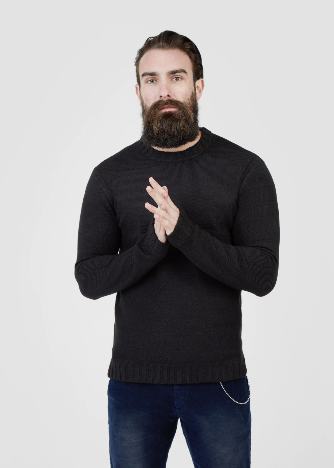 Pearly King Nevis Mohair Mix Knit Jumper in Charcoal