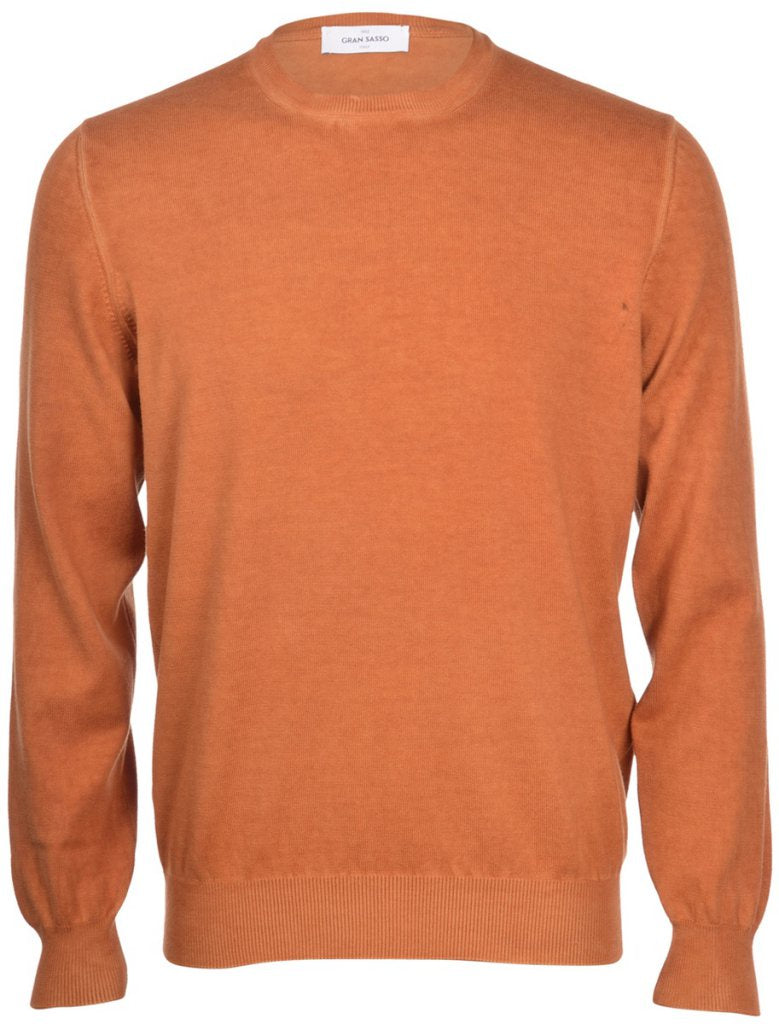 Gran Sasso - Vintage Crewneck Cotton Knit in Tangerine | Buster McGee