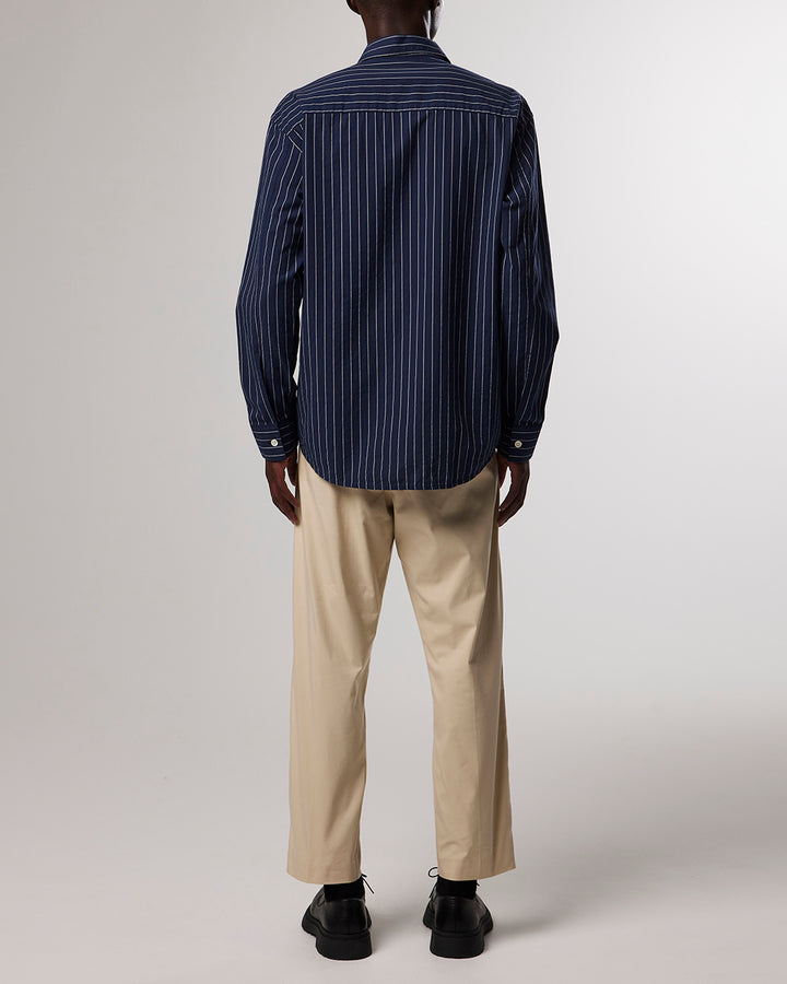 NN07 - Freddy 5228 Cotton Shirt in Navy Stripe | Buster McGee