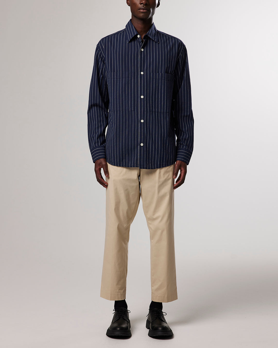 NN07 - Freddy 5228 Cotton Shirt in Navy Stripe | Buster McGee