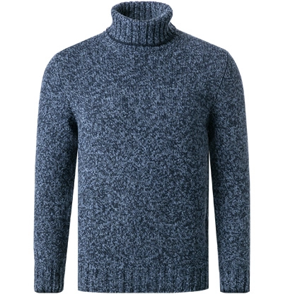 Gran Sasso - Turtleneck Lambswool Sweater in Navy Fleck | Buster McGee