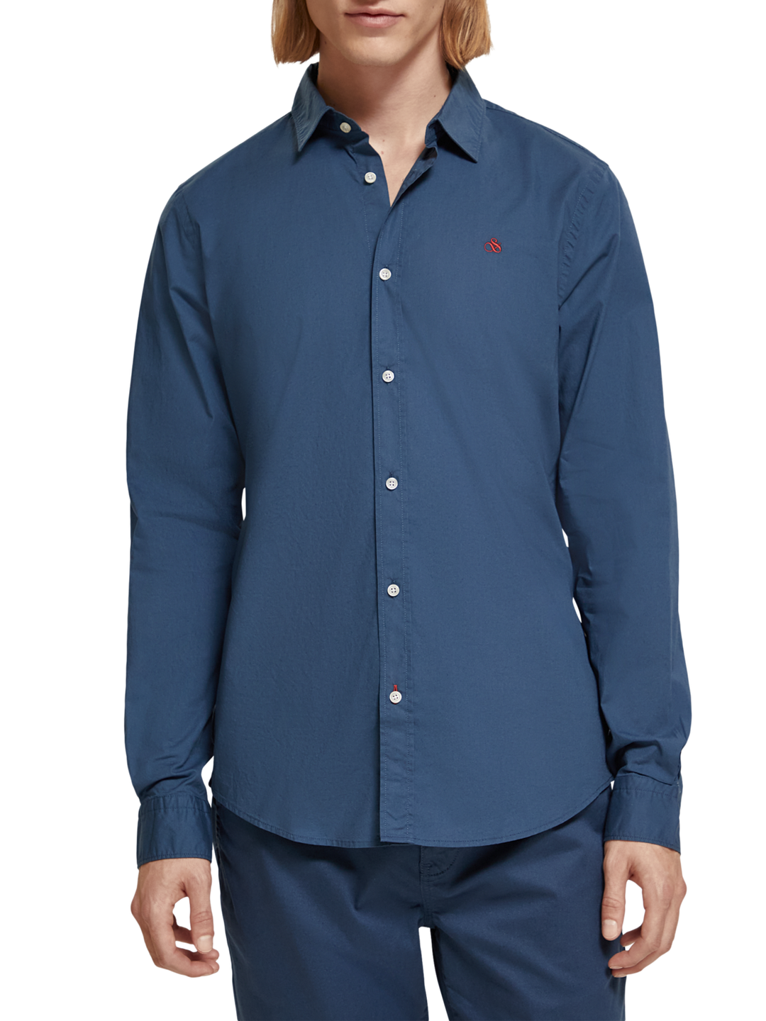 Essential Slim Fit Poplin Shirt in Storm Blue | Buster McGee