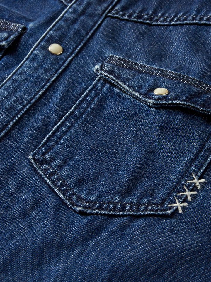 Dip Dye Iconic Denim Western Shirt in Indigo | Buster McGee