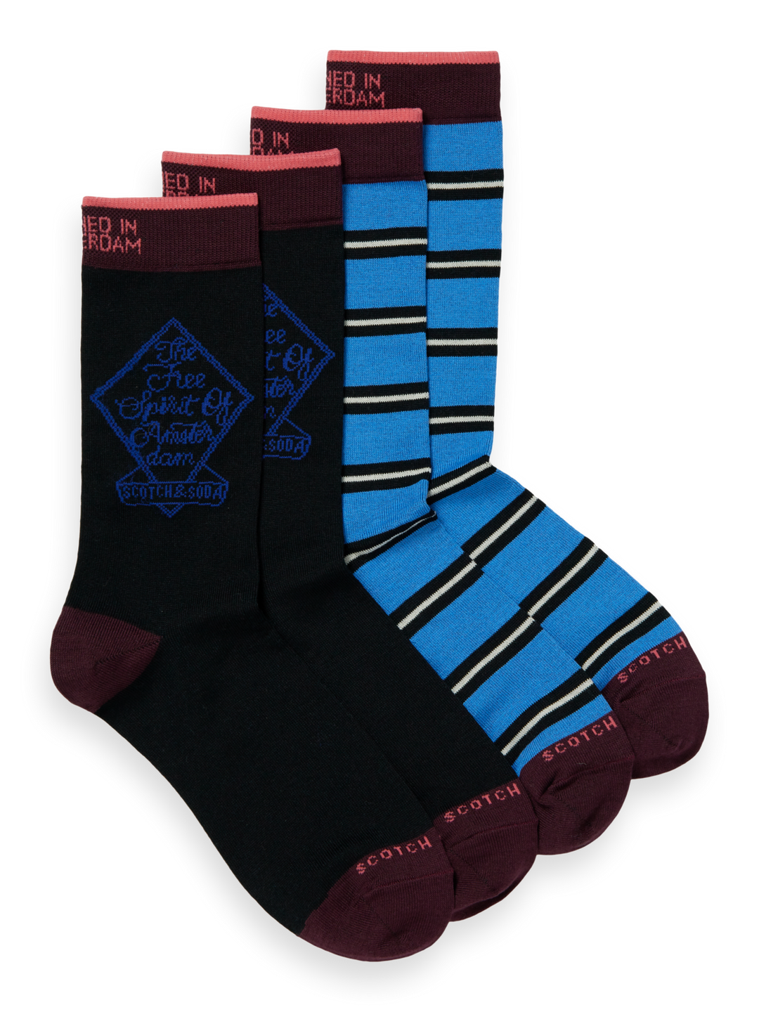 Cotton-Blend Jacquard Print Socks Combo B 0218 2-Pack | Buster McGee