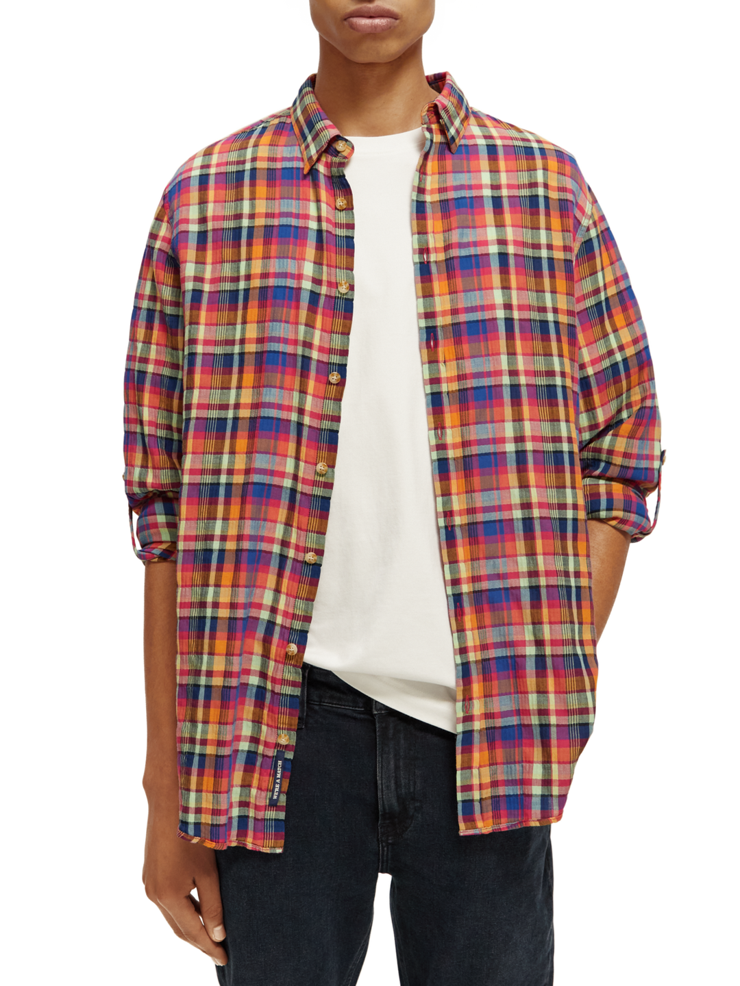 Lightweight Seersucker Shirt in Red Multi Check | Buster McGee