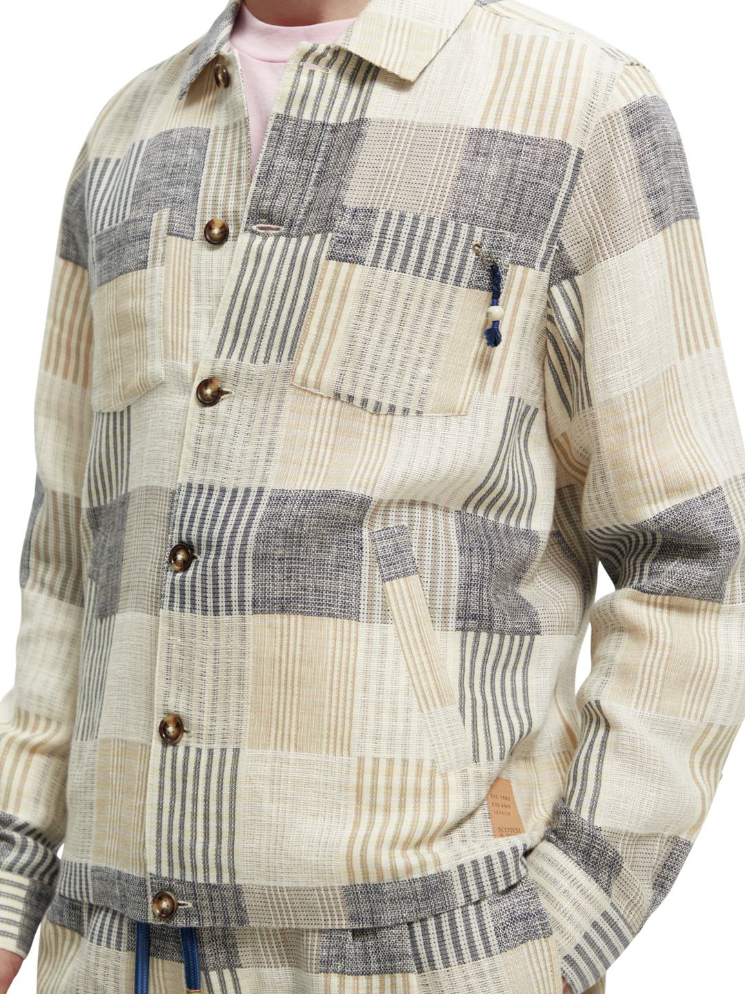 Jacquard Check Overshirt in Blue Check | Buster McGee Daylesford