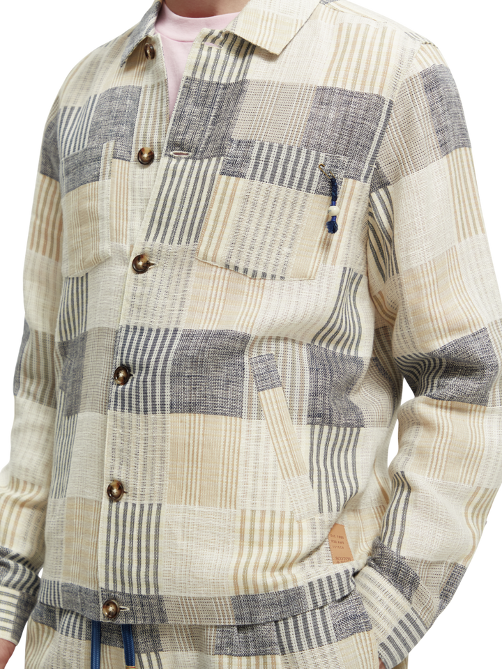 Jacquard Check Overshirt in Blue Check | Buster McGee Daylesford