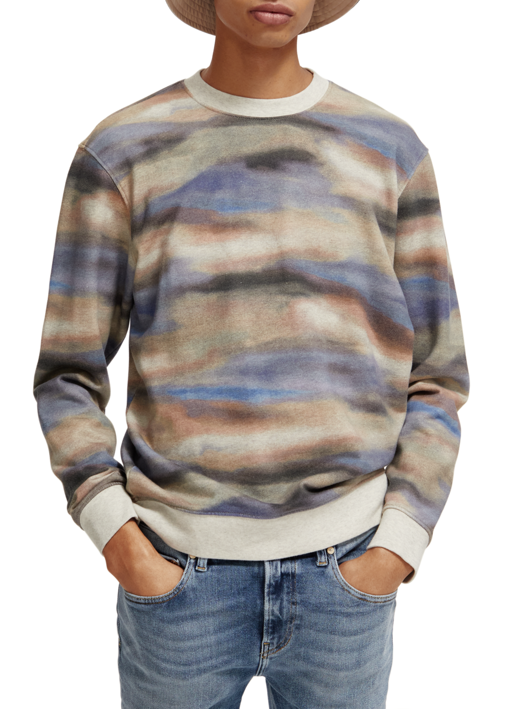 Blurred Landscape All-Over Printed Sweatshirt in Blue | Buster McGee