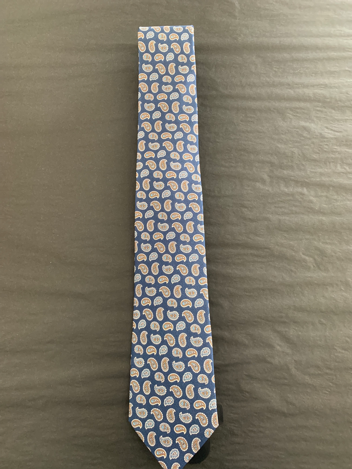 Monti Castello Silk Paisley Print Neck Tie in Navy | Buster McGee