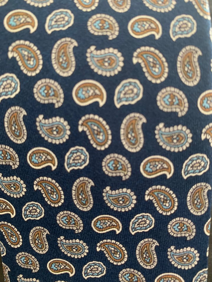 Monti Castello Silk Paisley Print Neck Tie in Navy | Buster McGee