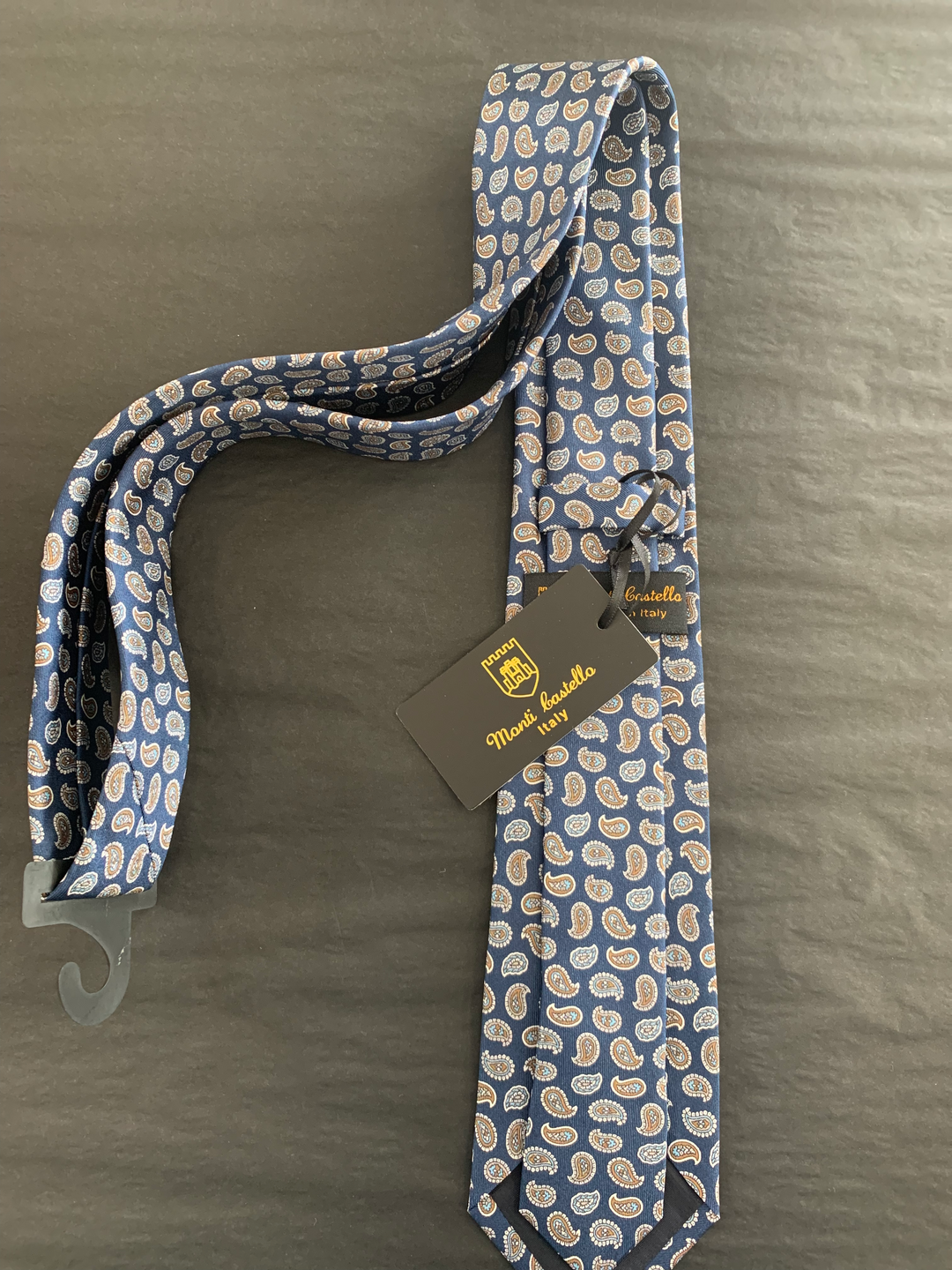 Monti Castello Silk Paisley Print Neck Tie in Navy | Buster McGee