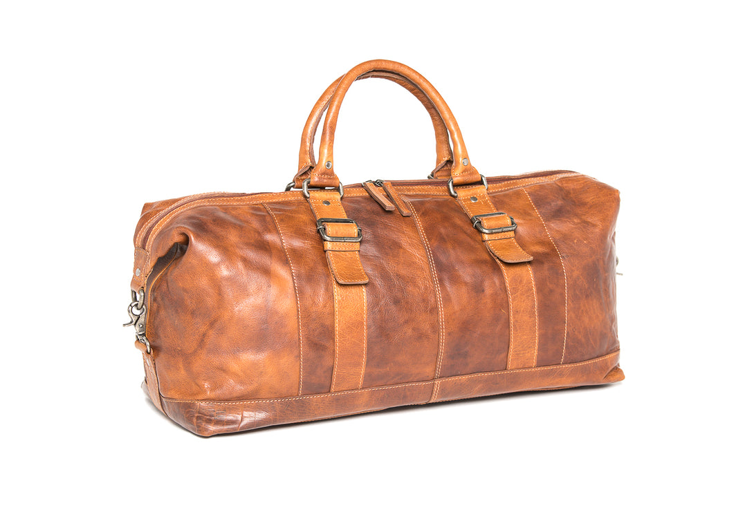 Oran Leather Toowoomba Leather Weekender in Brandy