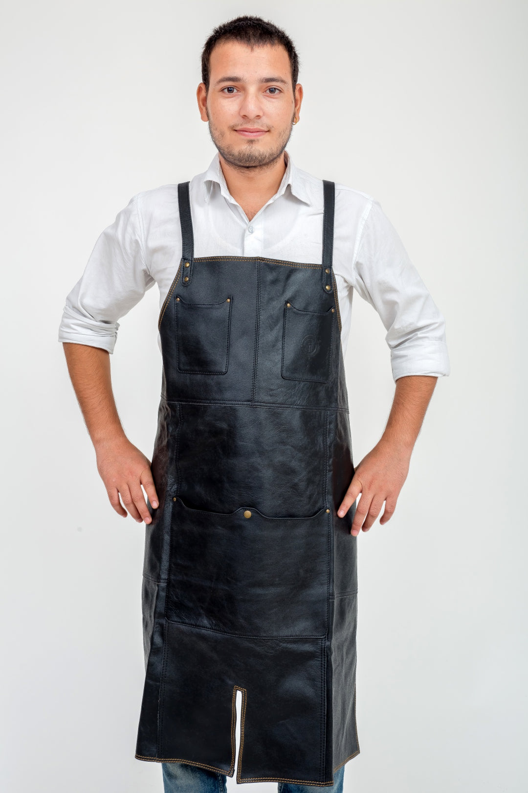Indepal - Oliver Leather Apron in Black Leather | Buster McGee Daylesford