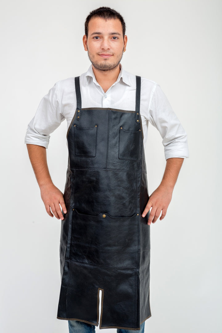 Indepal - Oliver Leather Apron in Black Leather | Buster McGee Daylesford
