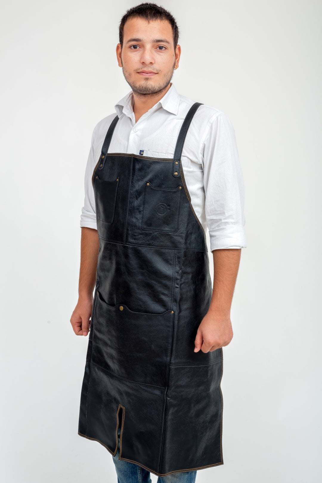 Indepal - Oliver Leather Apron in Black Leather | Buster McGee Daylesford