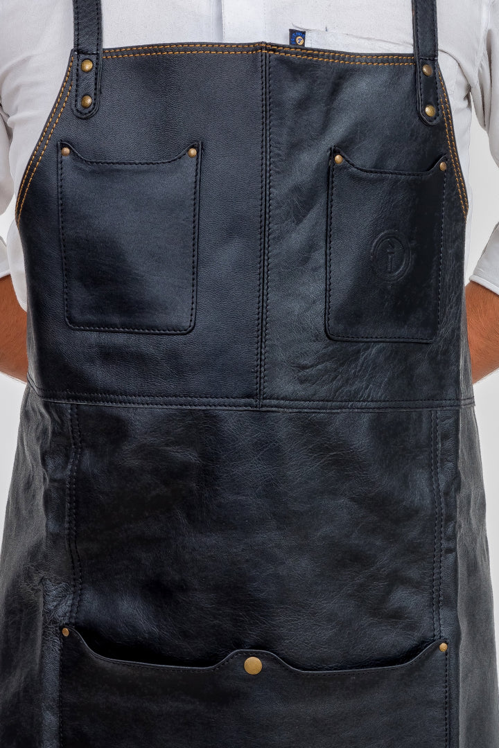 Indepal - Oliver Leather Apron in Black Leather | Buster McGee Daylesford