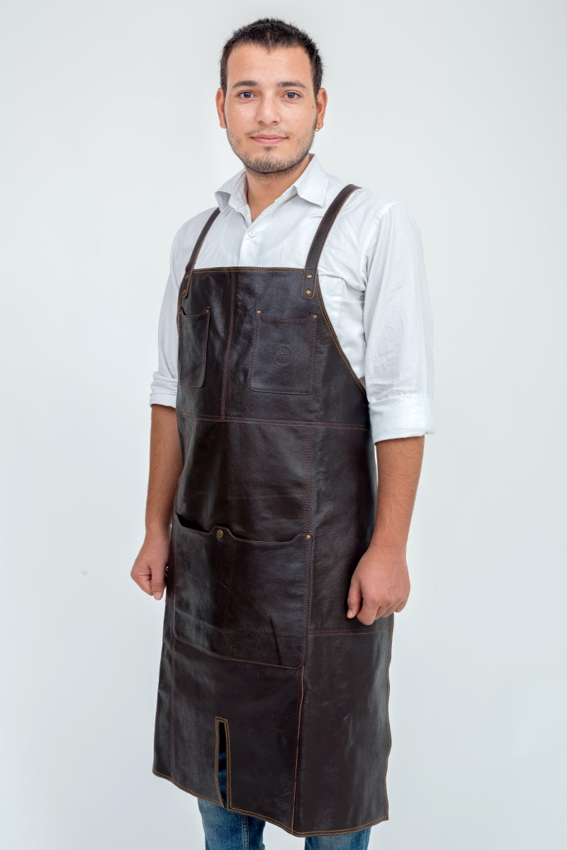 Indepal - Oliver Leather Apron in Brown Leather | Buster McGee Daylesford