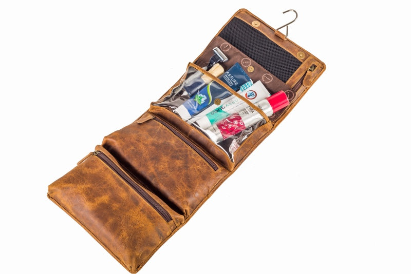 Indepal - Rockliff - Fold-Out Toiletry Bag in Crazy Horse Tan | Buster McGee