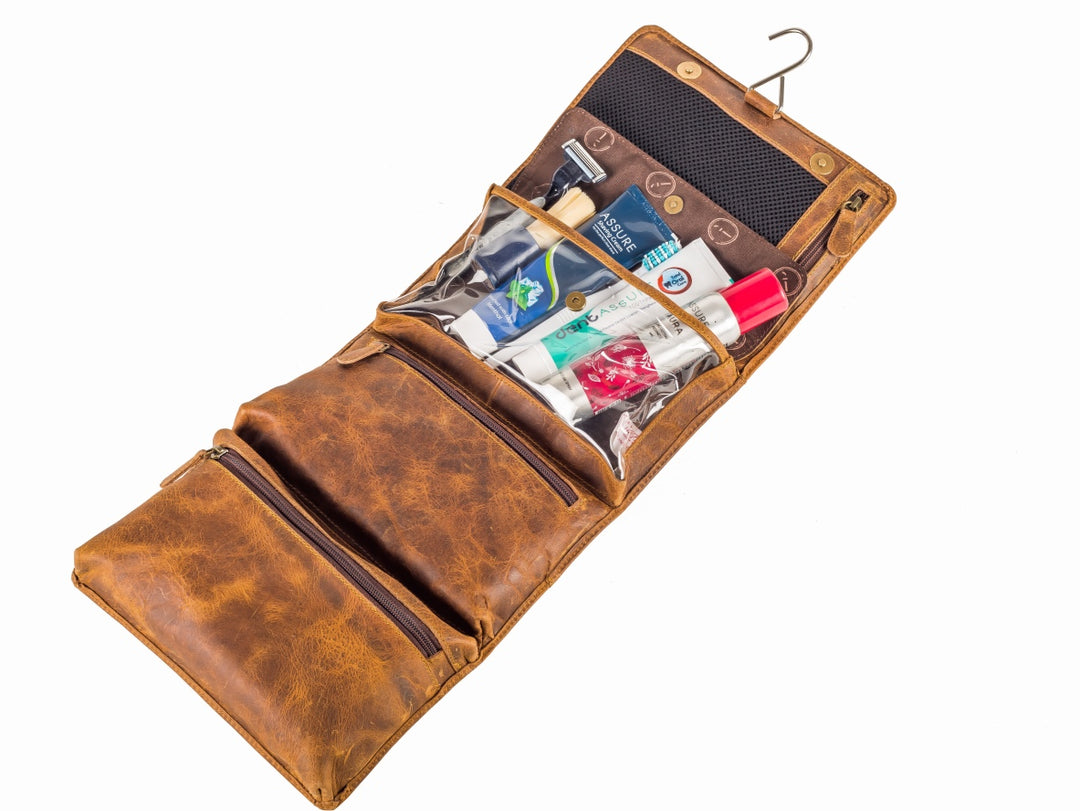 Indepal - Rockliff - Fold-Out Toiletry Bag in Crazy Horse Tan | Buster McGee