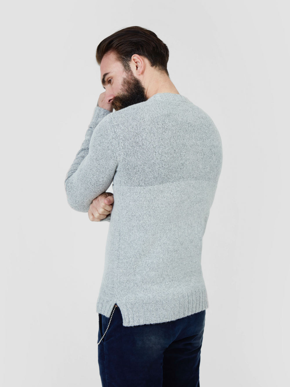 Pearly King Nevis Mohair Mix Knit Jumper in Light Grey