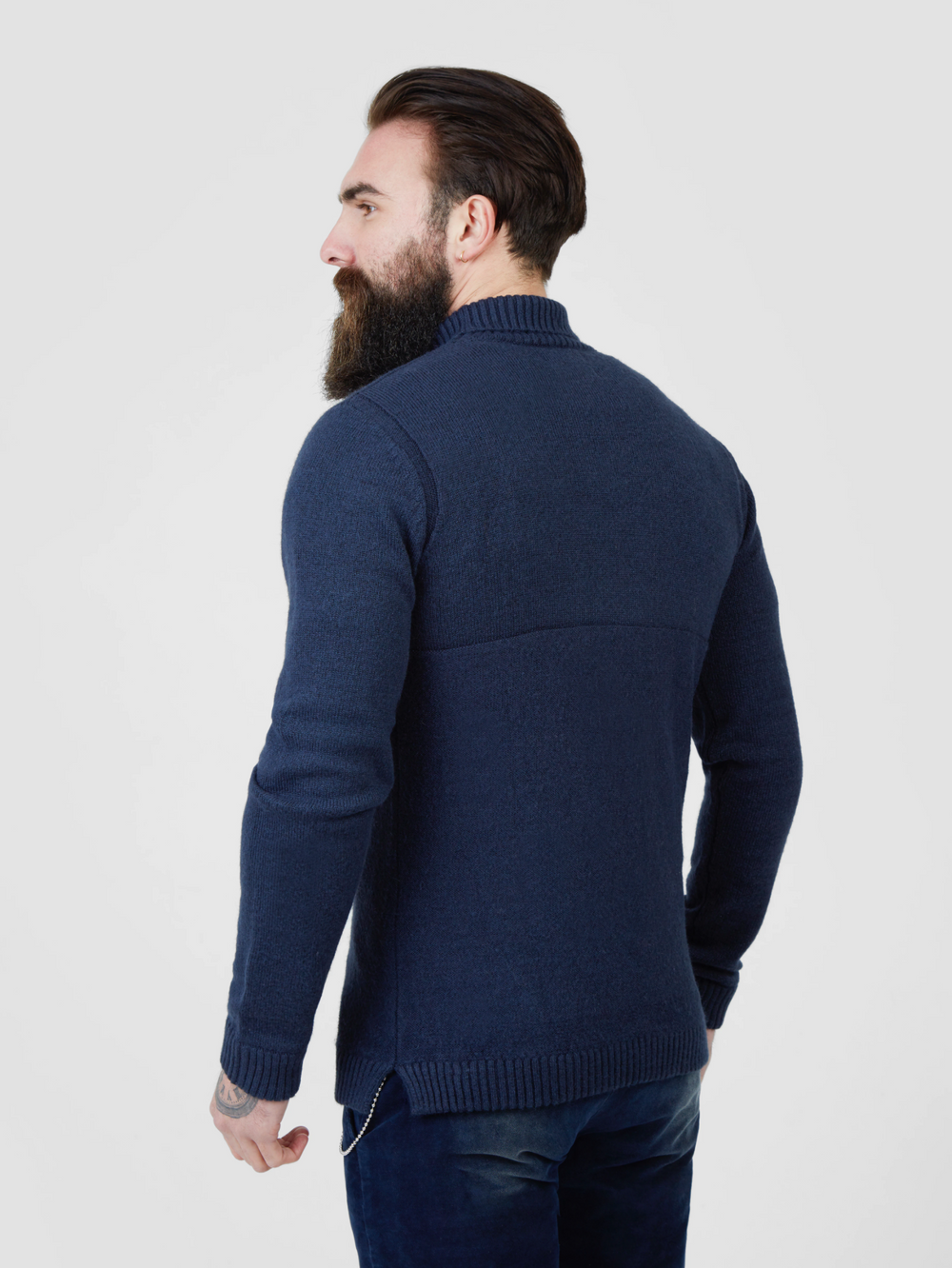 Pearly King Earthling Low Turtle Neck Knit in Navy