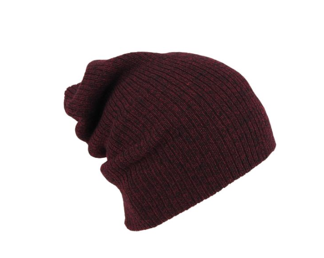 Avenel of Melbourne Rib Knit Slouch Beanie in Maroon