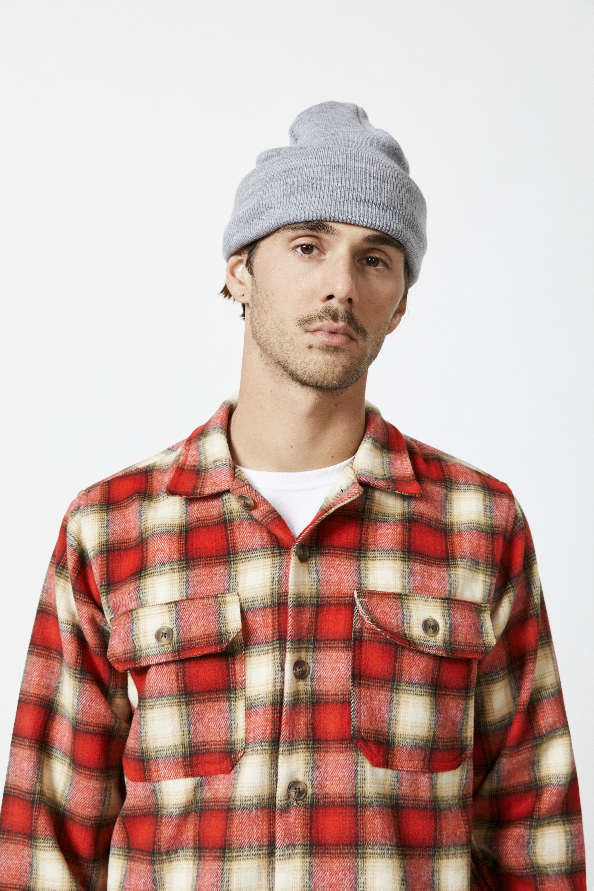 Mr Simple - Nomad LS Flannel Shirt in Red and Natural | Buster McGee