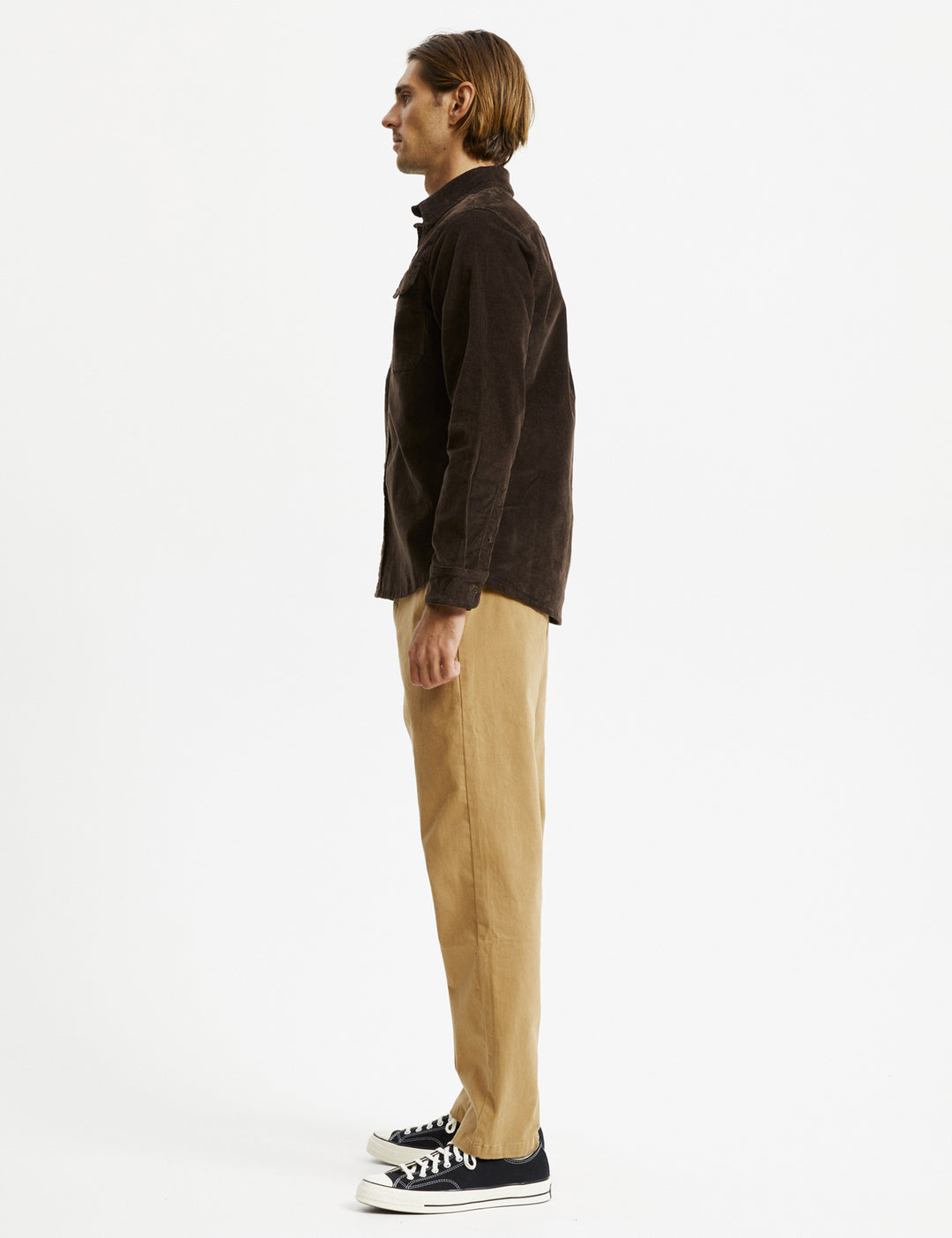 Mr Simple - Corduroy Long Sleeve Shirt in Dark Chocolate | Buster McGee