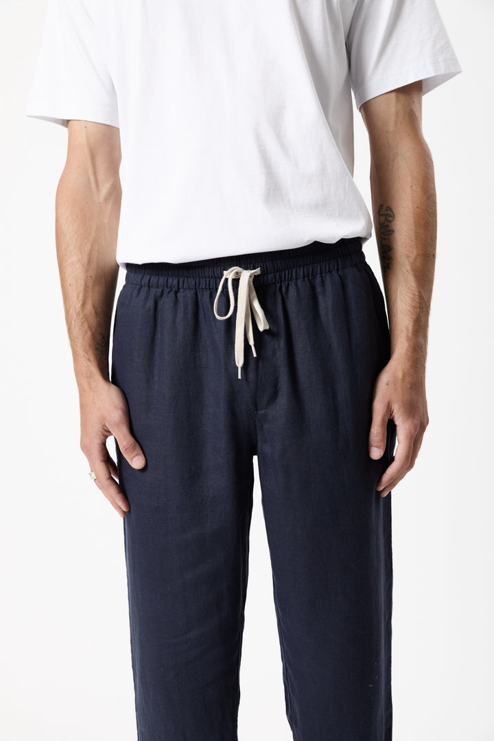 Mr Simple Burbank Linen Pant in Navy | Buster McGee