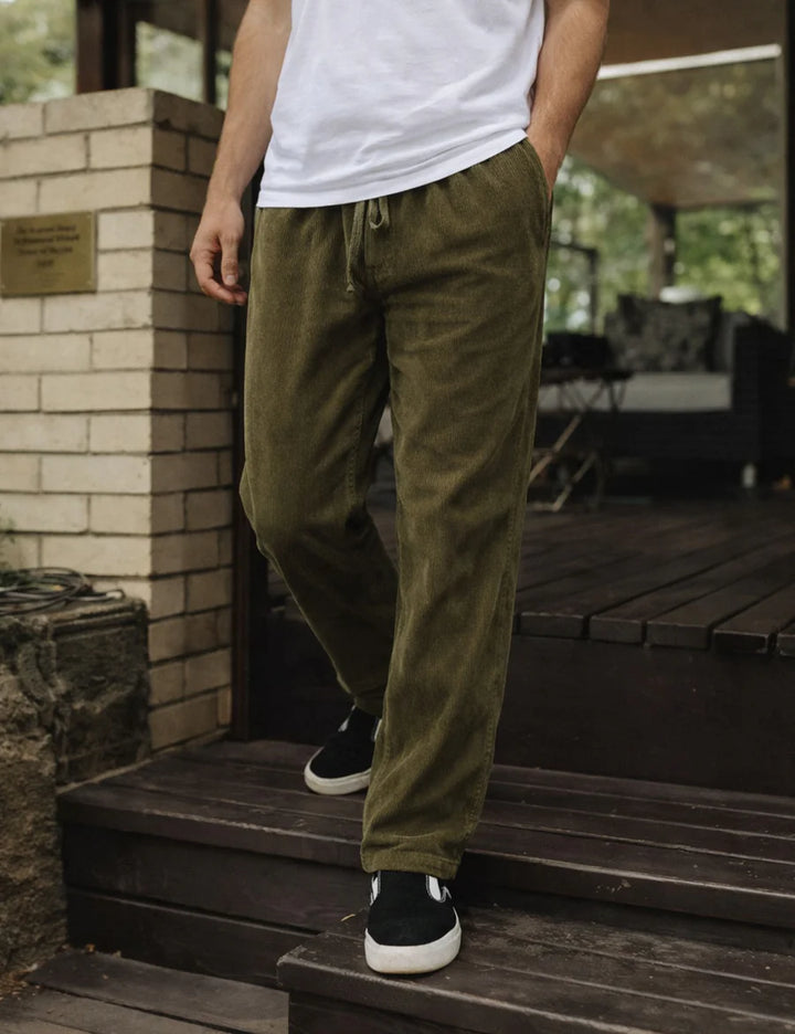 Mr Simple Burbank Elastic Cord Pant in Army | Buster McGee