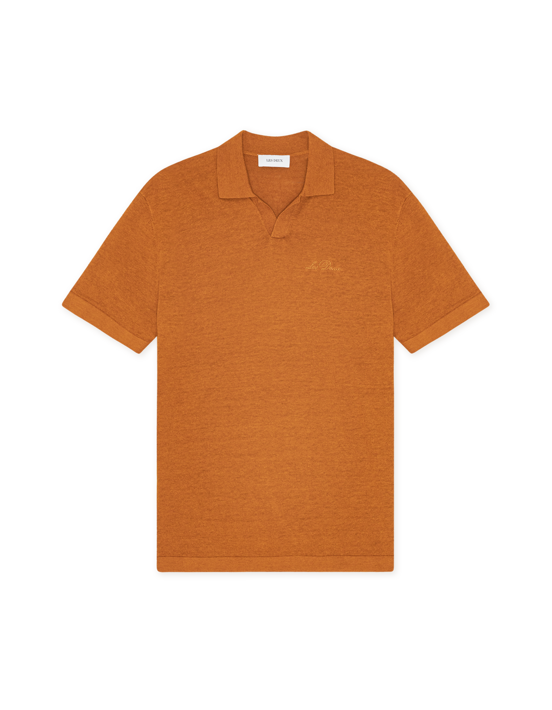 Les Deux Emmanuel Knit Polo in Pumpkin Spice Orange | Buster McGee