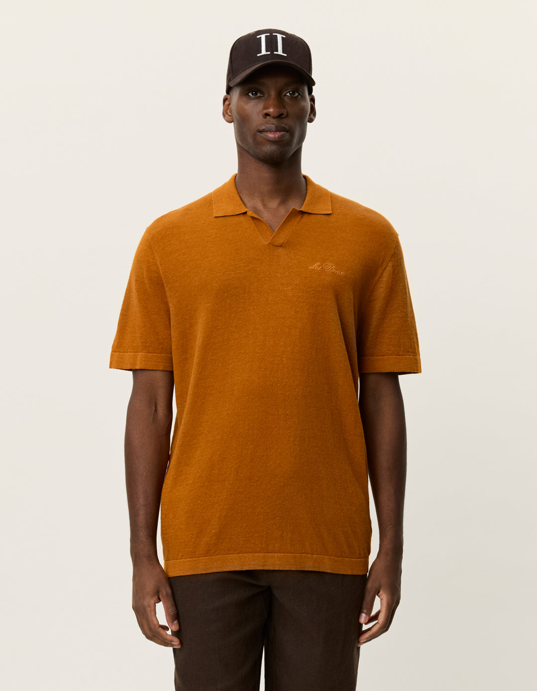 Les Deux Emmanuel Knit Polo in Pumpkin Spice Orange | Buster McGee