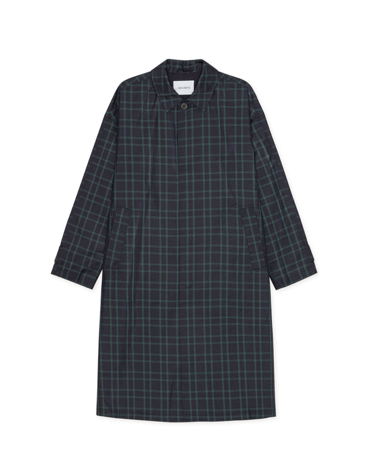 Les Deux Mateo Check Coat in Dark Navy | Buster McGee Daylesford