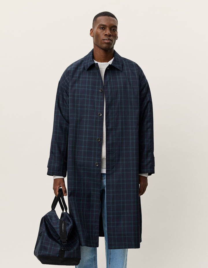 Les Deux Mateo Check Coat in Dark Navy | Buster McGee Daylesford