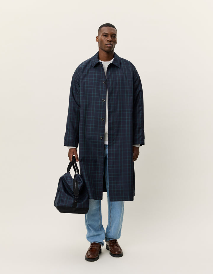Les Deux Mateo Check Coat in Dark Navy | Buster McGee Daylesford